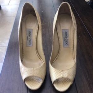 Albino Snakeskin Peep Toe